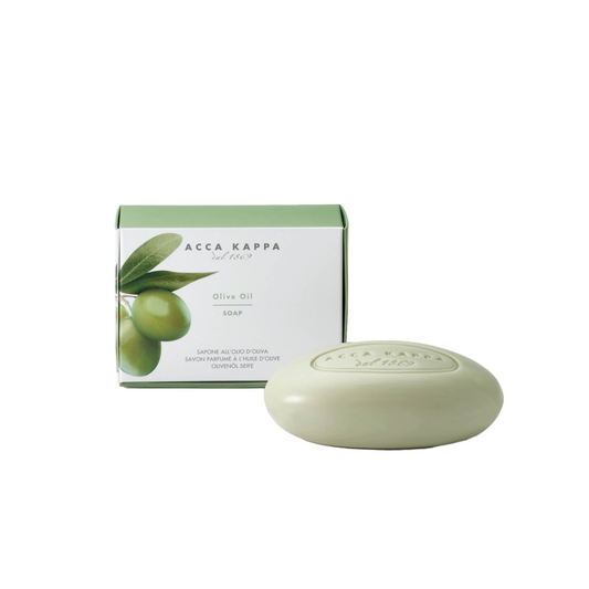 Acca Kappa olive oil soap with packaging on a white background