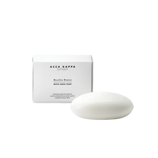 White Acca Kappa soap bar with packaging on a white background