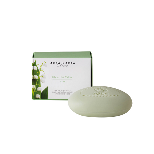Acca Kappa lily of the valley soap and packaging on a white background