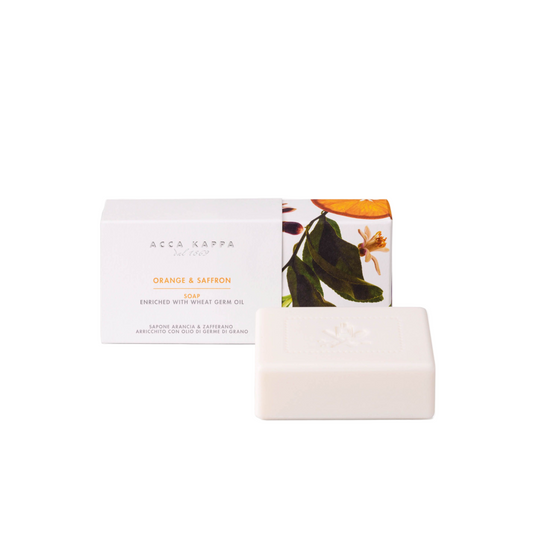 Bar of soap with a branded box on a white background
