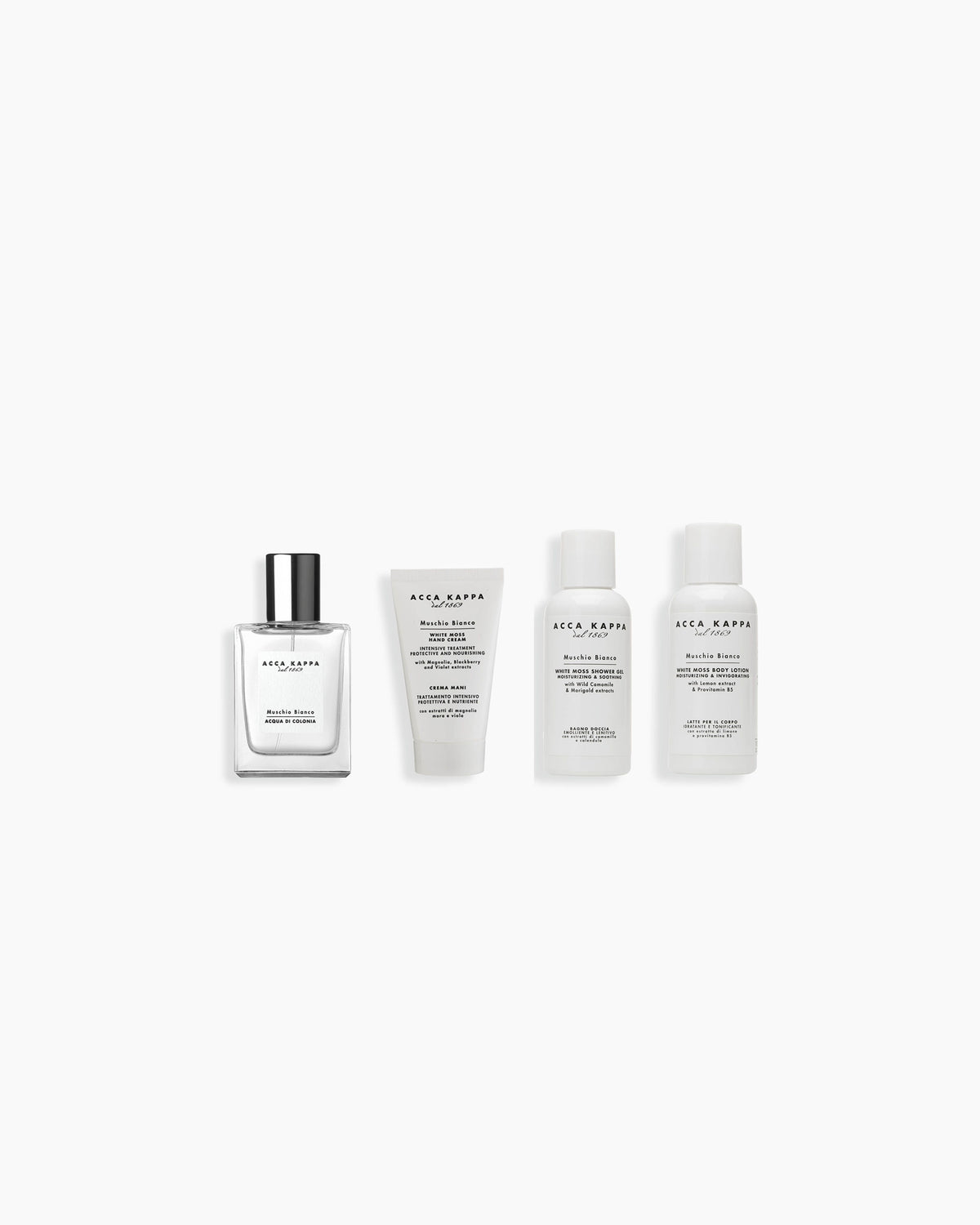 Ensemble cadeau White Moss - Eau de Cologne 50 ml, gel douche 100 ml, lotion pour le corps 100 ml et crème à mains